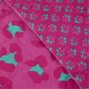 Tissu matelassé réversible léopard et fleurs - rose fuchsia x 10 cm