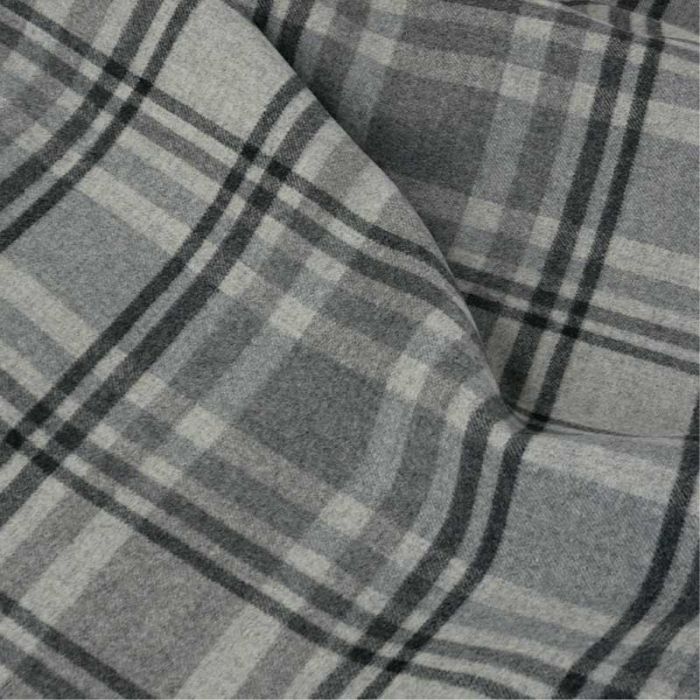 Tissu lainage cachemire tartan haute couture - gris x 10 cm