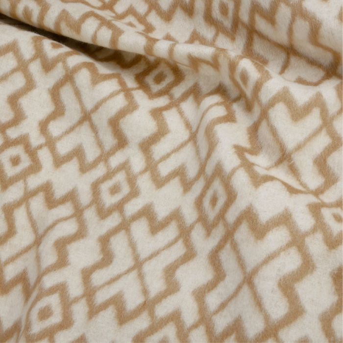 Tissu lainage coton tribal haute couture - beige x 10 cm