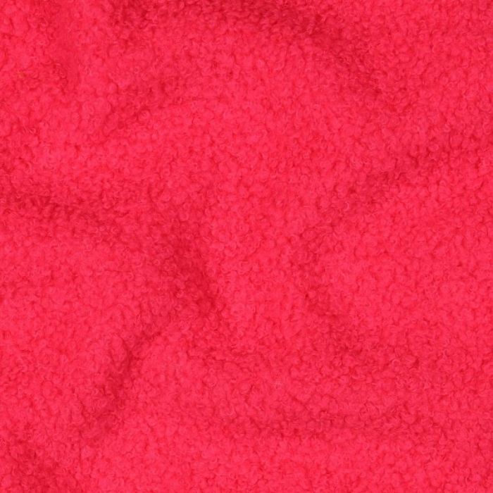 Tissu bouclettes Teddy réversible - rose fluo x 10 cm