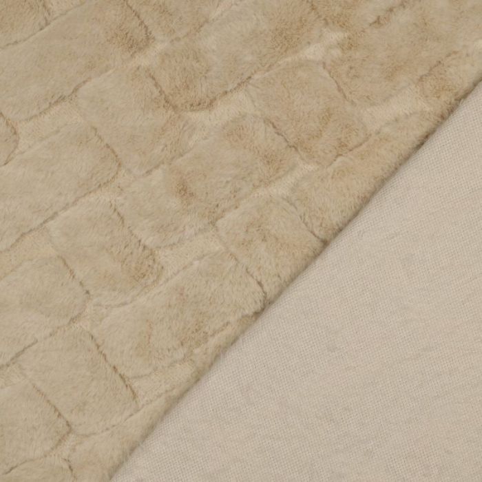 Tissu fausse fourrure géométrie - écru x 10 cm