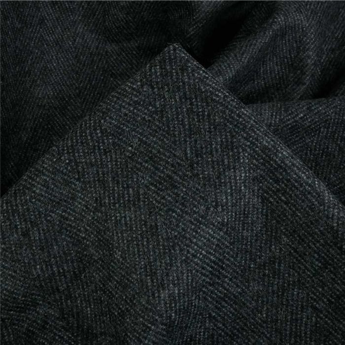 Tissu lainage chiné chevrons haute couture - gris bleu x 10 cm
