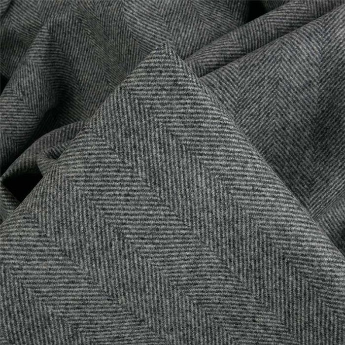 Tissu lainage fin chevrons haute couture - gris foncé x 10 cm