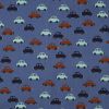 Tissu popeline coton voitures - bleu x 10 cm