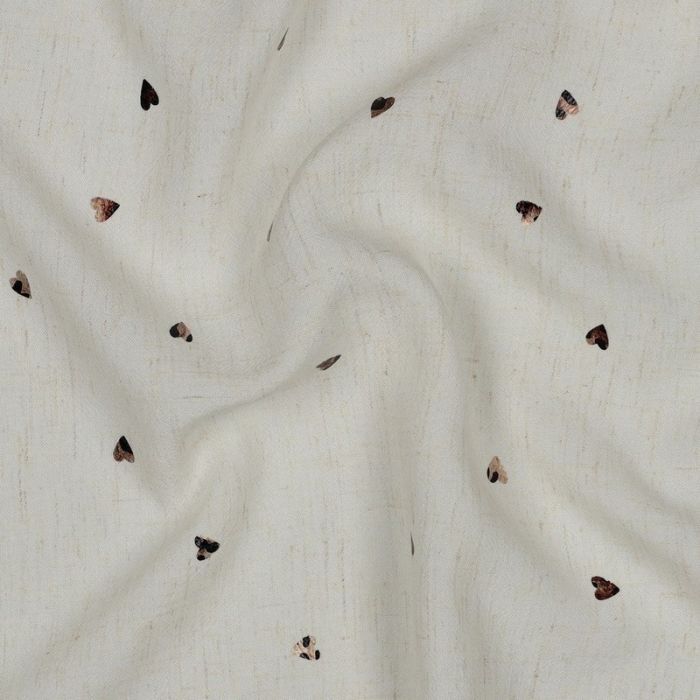 Tissu viscose lin minis coeurs léopard - naturel x 10 cm
