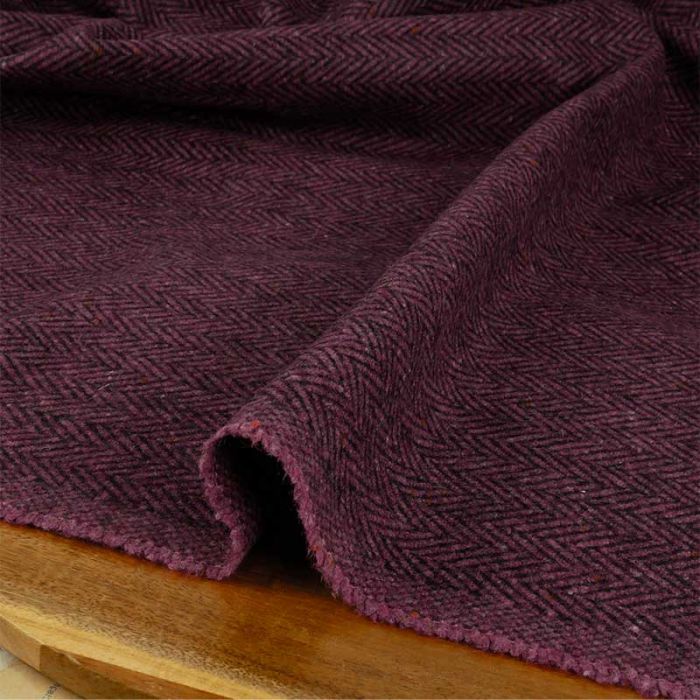 Tissu lainage chevrons tweed haute couture - rose x 10 cm