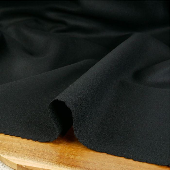 Tissu drap de laine haute couture - noir x 10 cm