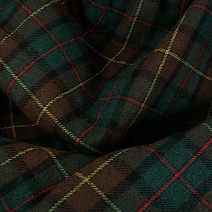 Tissu matelassé doudoune tartan - vert foncé x 10 cm
