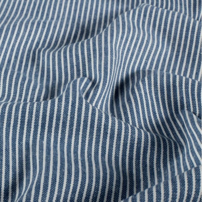 Tissu jean denim rayures - bleu indigo x 10 cm
