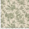 Tissu double gaze toile de jouy - menthe x 10 cm
