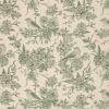 Tissu double gaze toile de jouy - menthe x 10 cm