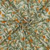 Tissu double gaze motifs kumquat - écru x 10 cm