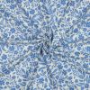 Tissu jersey fin fleurs bleues - blanc cassé x 10 cm