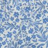 Tissu jersey fin fleurs bleues - blanc cassé x 10 cm