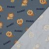 Tissu jersey fin lions - bleu de grisx 10 cm