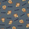 Tissu jersey fin lions - bleu de grisx 10 cm