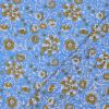 Tissu block print indien Eloria fleurs - bleu ciel x 10 cm