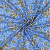 Tissu block print indien Eloria fleurs - bleu ciel x 10 cm