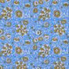 Tissu block print indien Eloria fleurs - bleu ciel x 10 cm
