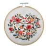 Kit broderie avec cercle en bois - Coeur fleuri