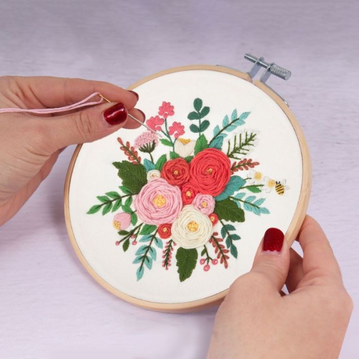 Kit broderie avec tambour - Roses