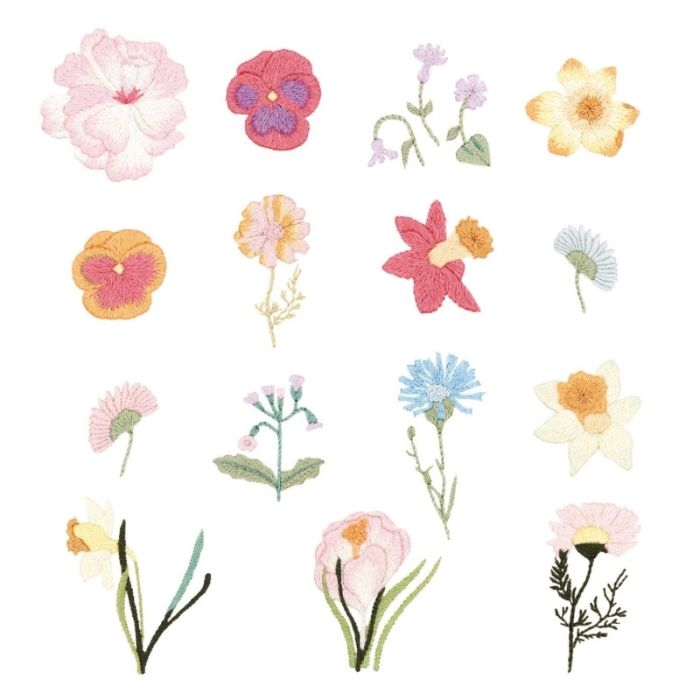 Kit Stick & Stitch broderie fleurs de printemps - Rico Design
