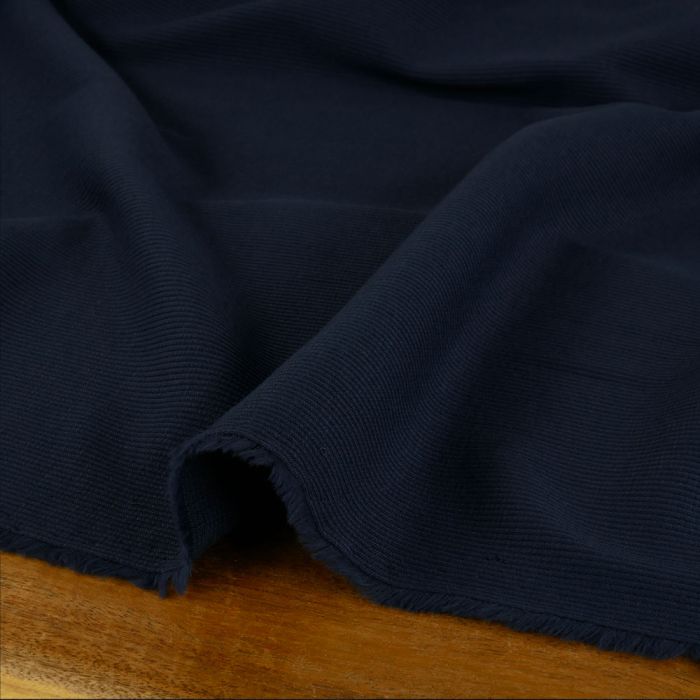 Tissu jersey côtelé coton uni - bleu marine x 10 cm