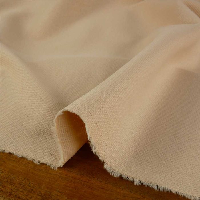 Tissu jersey côtelé coton uni - beige x 10 cm