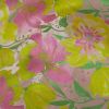Tissu jacquard fleurs rose - jaune fluo x 10 cm
