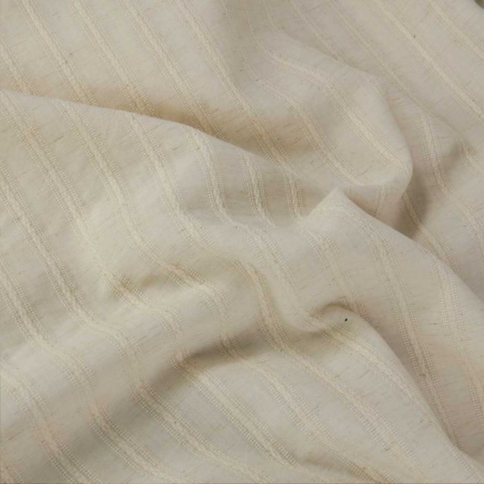 Tissu lin coton rayures jacquard - beige x 10 cm