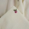 Tissu double gaze broderie fleurs - écru x 10 cm