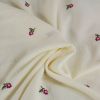 Tissu double gaze broderie fleurs - écru x 10 cm