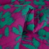 Tissu double gaze matelassée réversible fleurs léopard - vert fuchsia x 10 cm