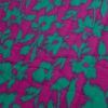 Tissu double gaze matelassée réversible fleurs léopard - vert fuchsia x 10 cm