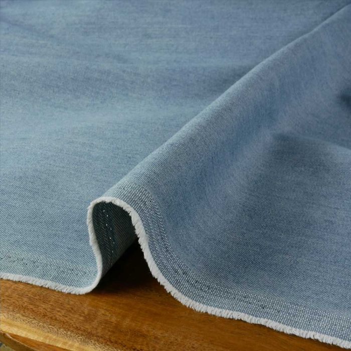 Tissu jean denim haute couture - bleu clair x 10 cm