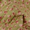 Tissu double gaze matelassée réversible fleurs léopard - blanc vert x 10 cm
