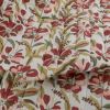 Tissu double gaze matelassée réversible fleurs léopard - blanc vert x 10 cm