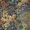 Tissu jacquard gobelin fleurs - multicolore x 10 cm