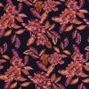 Tissu viscose stretch grandes fleurs - bleu marine x 10 cm
