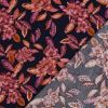 Tissu viscose stretch grandes fleurs - bleu marine x 10 cm