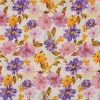 Tissu viscose fleurs - rose violet x 10 cm