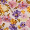 Tissu viscose fleurs - rose violet x 10 cm