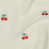 Tissu fausse fourrure sherpa broderie cerises - écru x 10 cm