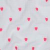 Tissu double gaze coeurs rose fluo - blanc x 10 cm