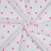 Tissu double gaze coeurs rose fluo - blanc x 10 cm
