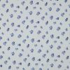 Tissu double gaze plumetis fleurs bleues - blanc x 10 cm