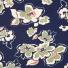 Tissu sweat french terry fleurs abstraites - bleu marine x 10 cm