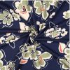 Tissu sweat french terry fleurs abstraites - bleu marine x 10 cm