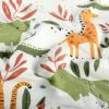 Tissu jersey fin animaux de la savane - blanc cassé x 10 cm