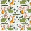 Tissu jersey fin animaux de la savane - blanc cassé x 10 cm
